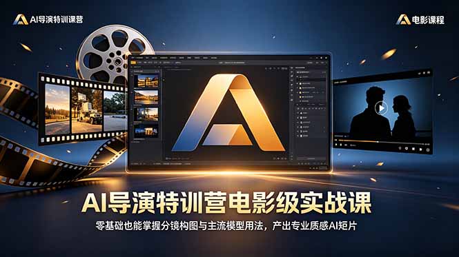 AI导演特训营电影级实战课,零基础也能掌握分镜构图与主流模型用法,产出专业质感AI短片-猴哥项目网
