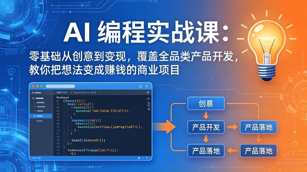 AI编程实战课-第三期-6月更新:零基础从创意到变现,覆盖全品类产品开发,把想法变成赚钱项目-猴哥项目网