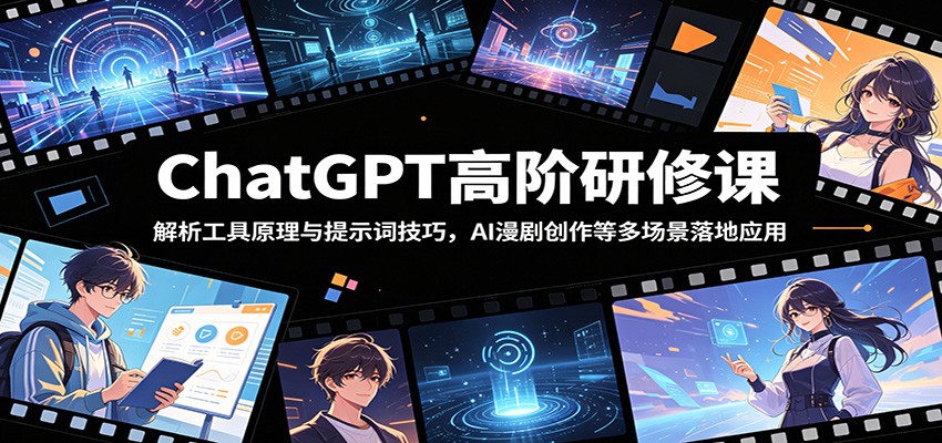 ChatGPT高阶研修课:解析工具原理与提示词技巧,AI漫剧创作等多场景落地应用-猴哥项目网