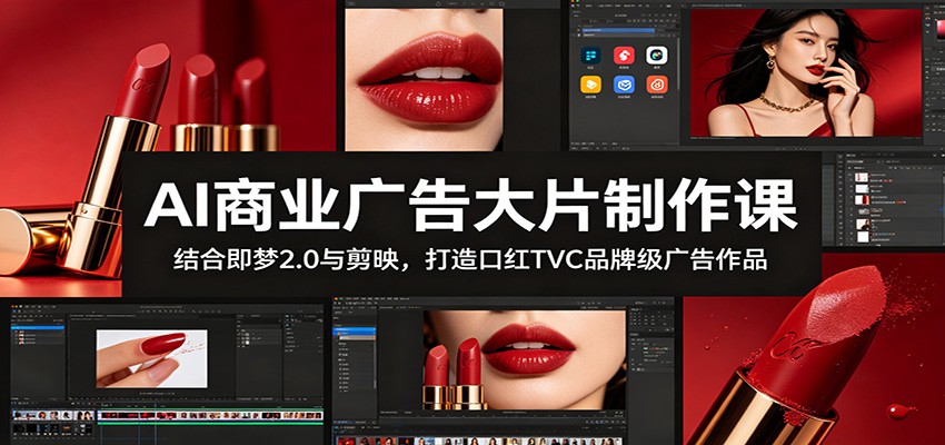 AI商业广告大片制作课:结合即梦2.0与剪映,打造口红TVC品牌级广告作品-猴哥项目网