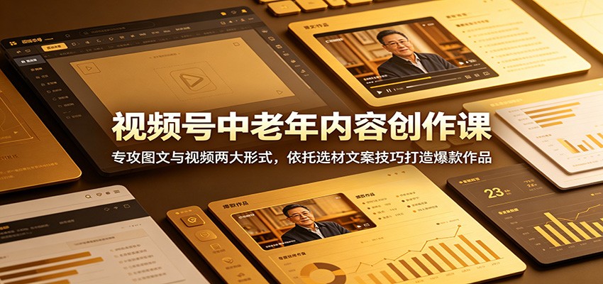 视频号中老年内容创作课:专攻图文与视频两大形式,依托选材文案技巧打造爆款作品-猴哥项目网