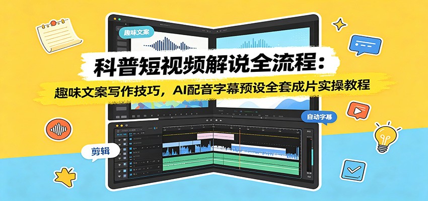 科普短视频全流程:趣味文案+AI配音+字幕预设,批量出片实操-猴哥项目网