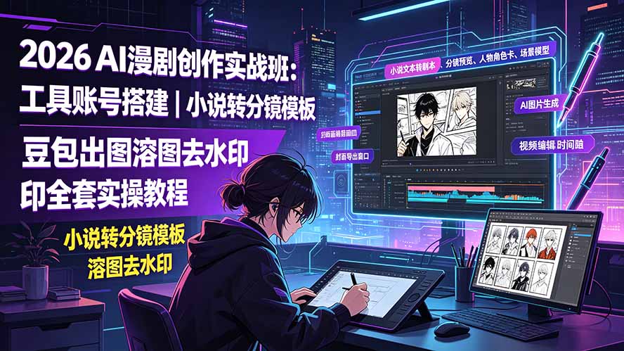 2026AI漫剧实战:豆包出图溶图去水印,小说转分镜模板全拆解-猴哥项目网