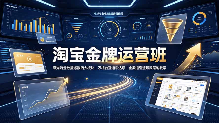 淘宝金牌运营:曝光×流量×数据×爆款,万相台直通车达摩全拆解-猴哥项目网