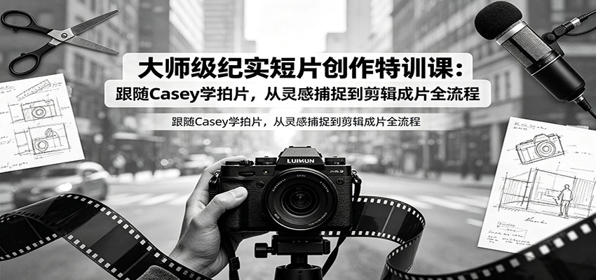 跟随Casey学拍片:从灵感捕捉到剪辑成片,打造大师级纪实短片-猴哥项目网