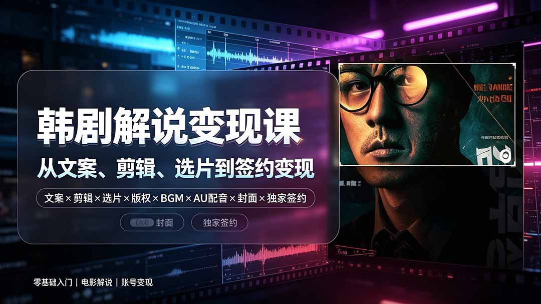 韩剧解说全链路:270W博主亲授,从零基础到签约变现-猴哥项目网