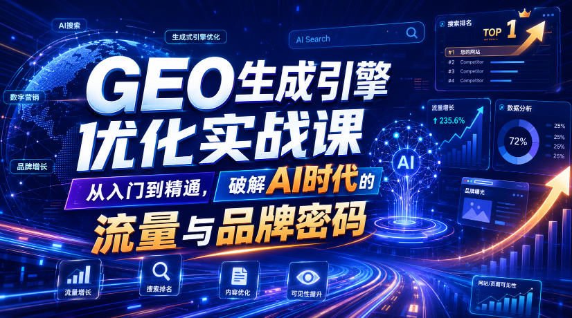 GEO生成引擎优化实战:从入门到精通,破解AI时代流量密码-猴哥项目网