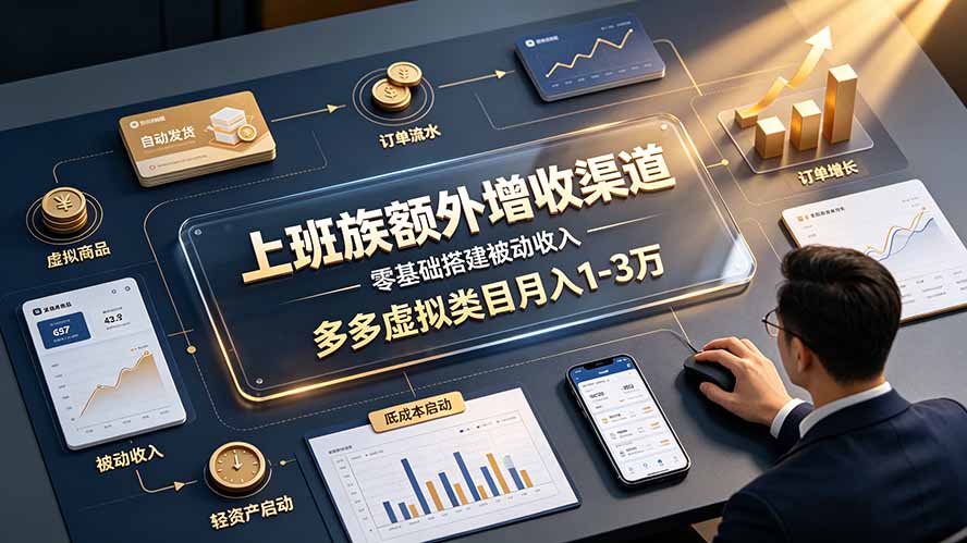 上班族副业首选:拼多多虚拟类目,零成本月入1-3万被动收入-猴哥项目网