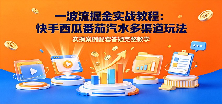 一波流掘金实战:快手西瓜番茄汽水多渠道玩法,配套答疑全教学-猴哥项目网