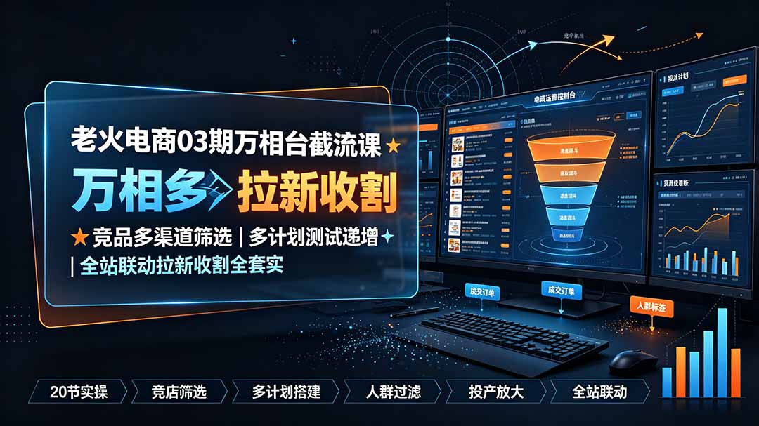 老火万相台截流:竞品挖掘×多计划测试×全站联动,精准抢流-猴哥项目网