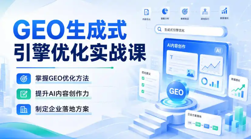 GEO生成式引擎优化实战课,掌握GEO优化方法,提升AI内容创作力,制定企业落地方案-猴哥项目网