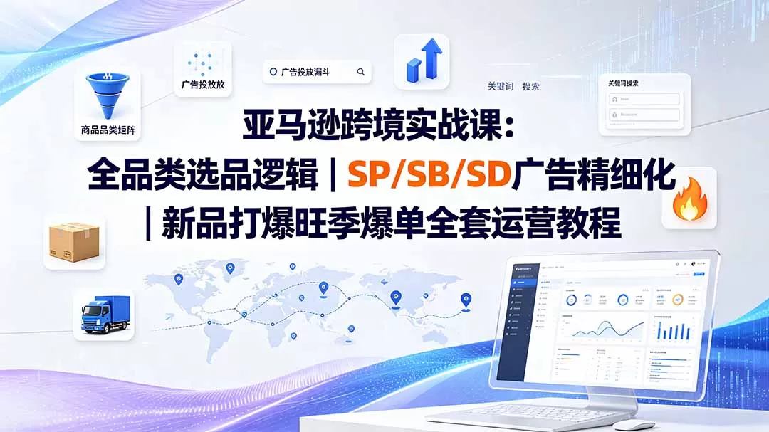 亚马逊跨境实战课-更新8月：全品类选品逻辑｜SP/SB/SD广告精细化｜新品打爆旺季爆单全套运营教程-猴哥项目网
