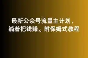 2月最新公众号流量主计划,躺着把钱赚,附保姆式教程【揭秘】-猴哥项目网