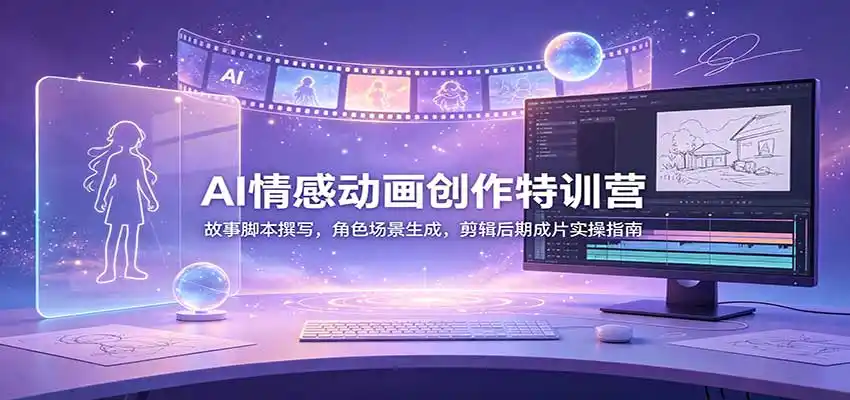 AI情感动画创作特训营:故事脚本撰写,角色场景生成,剪辑后期成片实操指南-猴哥项目网