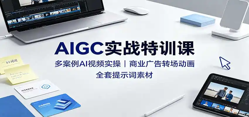 AIGC实战特训课:多案例AI视频实操,商业广告转场动画,全套提示词素材-猴哥项目网