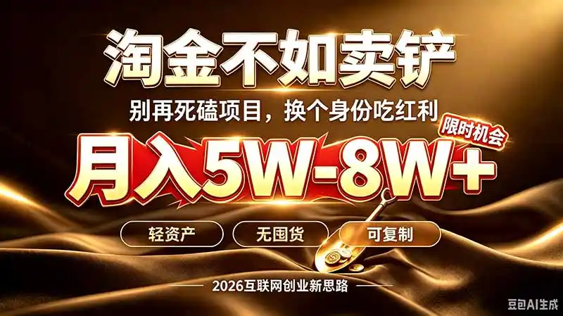 别再傻乎乎埋头跑项目!互联网真正赚钱逻辑:做卖铲人,拒绝当韭菜,逆风翻盘月入5-8W+-猴哥项目网