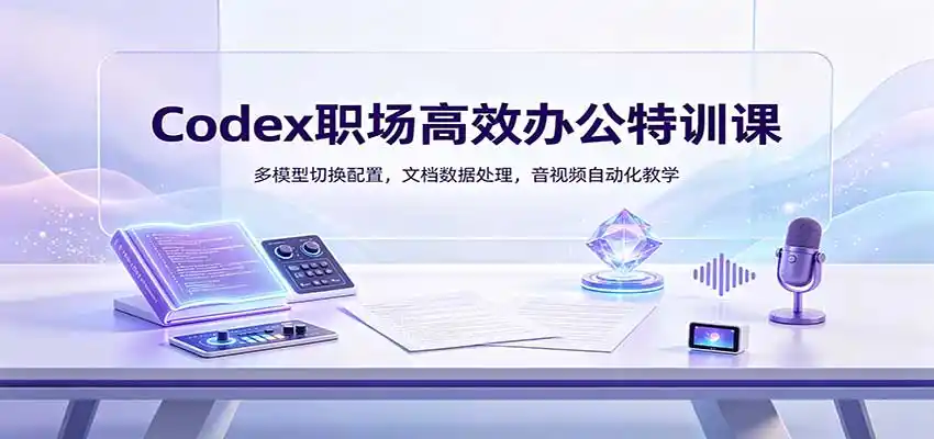 Codex职场高效办公特训课:多模型切换配置,文档数据处理,音视频自动化教学-猴哥项目网