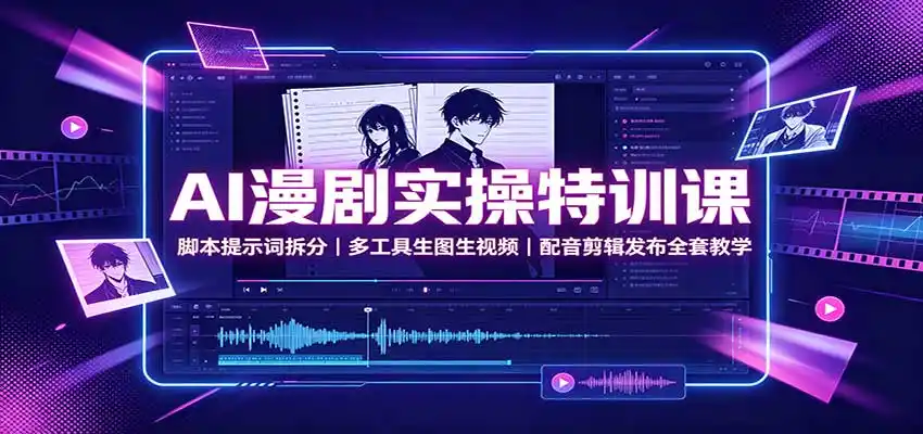AI漫剧实操特训课:脚本提示词拆分,多工具生图生视频,配音剪辑发布全套教学-猴哥项目网