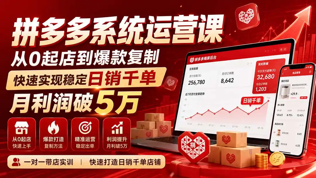 拼多多系统运营课(更新8月-猴哥项目网