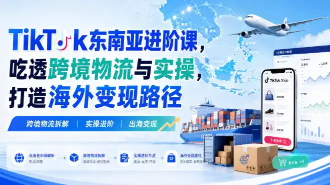 TikTok东南亚进阶课,吃透跨境物流与实操,打造海外变现路径-猴哥项目网