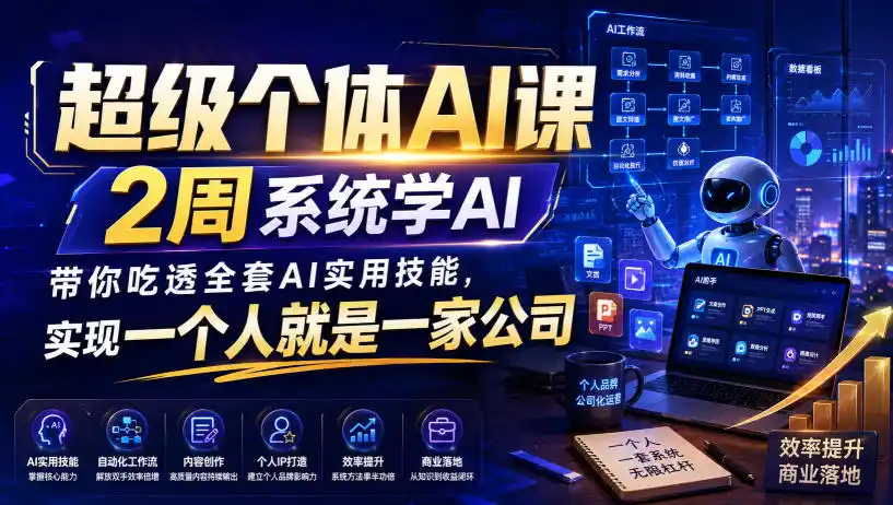超级个体AI课,2周系统学AI,带你吃透全套AI实用技能,实现一个人就是一家公司(更新0818)