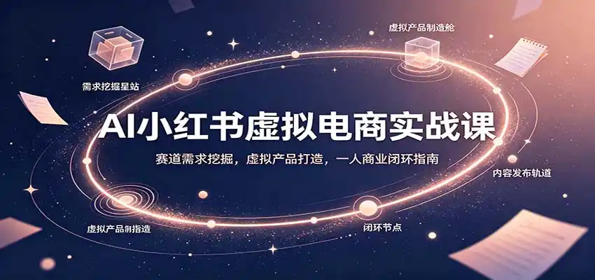 AI小红书虚拟电商实战课:赛道需求挖掘,虚拟产品打造,一人商业闭环指南-猴哥项目网