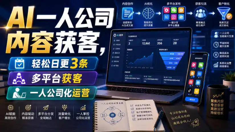 AI一人公司内容获客,轻松日更3条,多平台获客,一人公司化运营(更新0827)-猴哥项目网