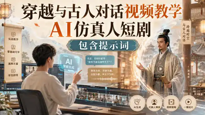 穿越与古人对话视频教学，AI仿真人短剧，包含提示词-猴哥项目网