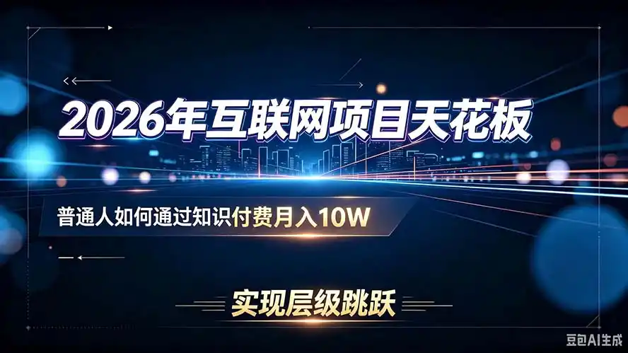2026年互联网项目天花板:普通人如何通过知识付费月入10W,实现层级跳跃-猴哥项目网