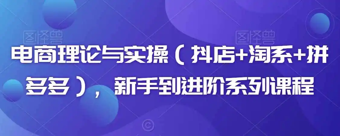 电商理论与实操（抖店+淘系+拼多多），新手到进阶系列课程-猴哥项目网